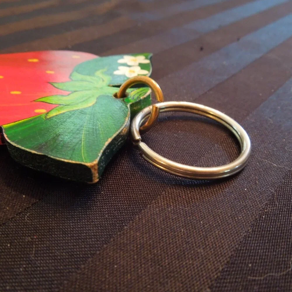 Vintage Signed Mary McDaniel Strawberry Keychain